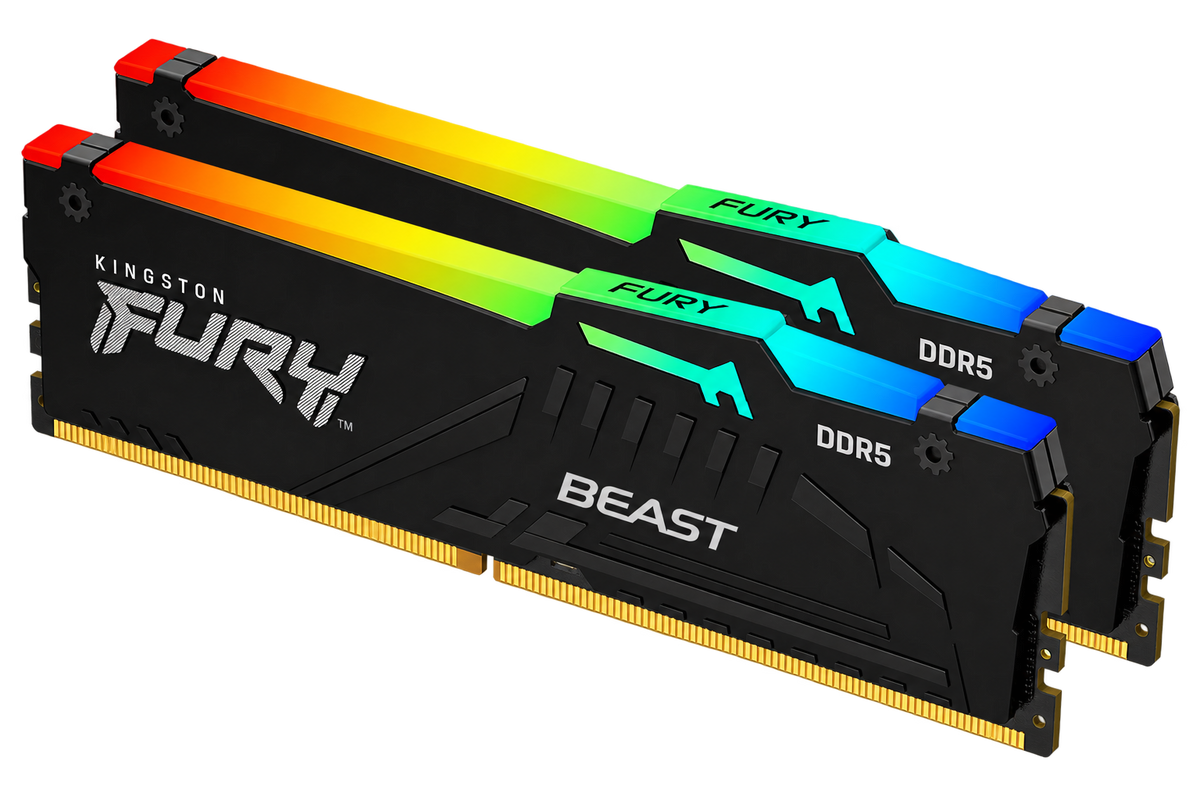 Kit Kingston 32 Go (2 x 16 Go) DDR5 6000 MHz FURY Beast RGB EXPO Noir CL30